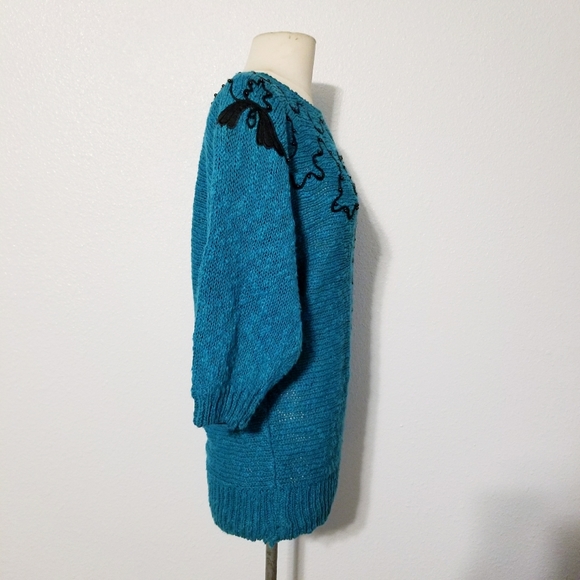 Vintage 80's retro glam sweater blouse - Picture 3 of 6